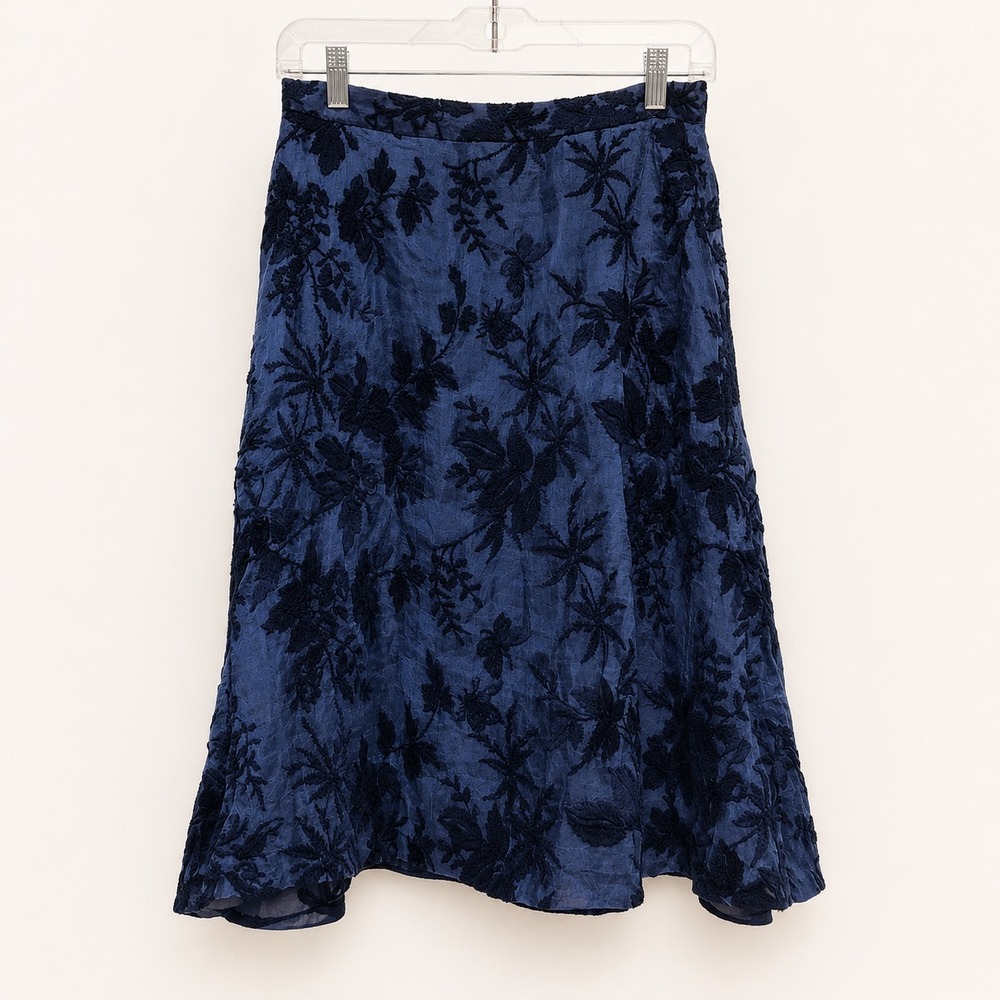 J.Crew Collection Skirt Size 6 Silk Navy Fairy Grunge Whimsigoth Moody